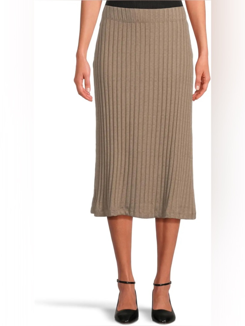 Michael Stars Shania Midi Skirt Ribbed Knit Midi Skirt  Taupe XS‎